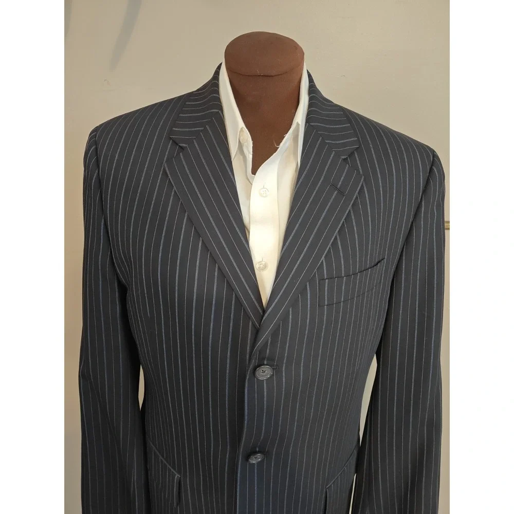 Jack Victor Mens Wool Sports Coat 40R Blue Striped 3 Button Blazer Canada